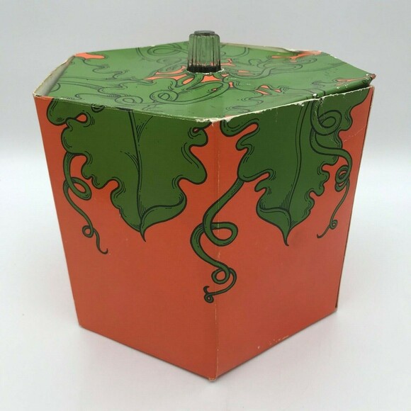 Vintage Clear Glass Halloween Pumpkin Candy Cookie Jar with  Original Box Fall - Picture 2 of 10